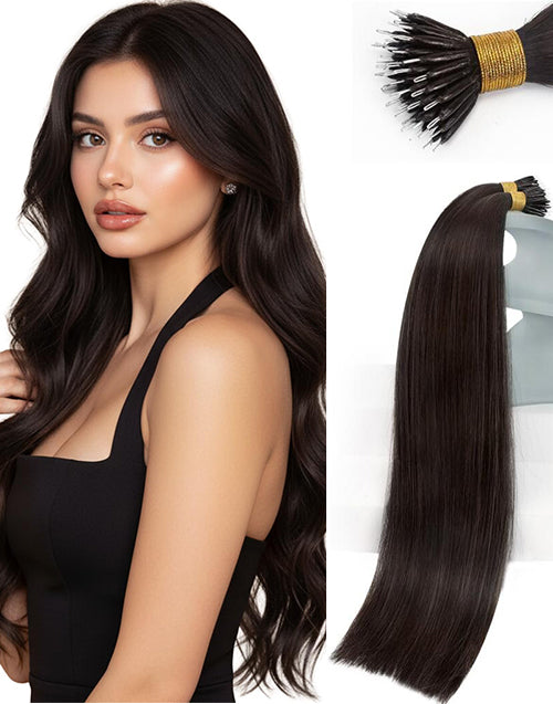 14-24 Inch Nano Ring Hair Extensions Natural Invisible Appearance Cold Fusion Nano Bead Ring Hair Extensions For Women