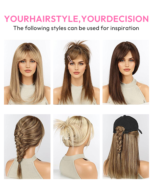 Mignon- Brown Mixed Blonde Curtain Bangs Layered Straight Wig With Bangs 13x4 Lace For Women Daily Wig