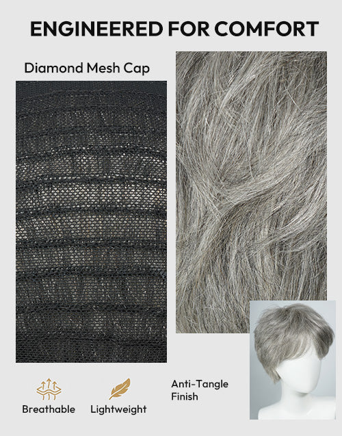 Light Salt And Pepper Color Pixie Cut Wig Suit For Hair Loss and Fashion Change For Older Women