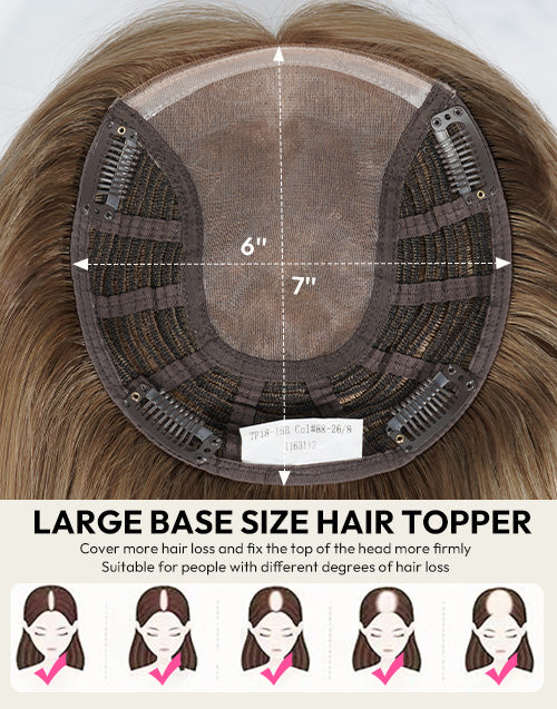 7"x6" Fine Mono Base Human Hair Topper for Thinning Hair