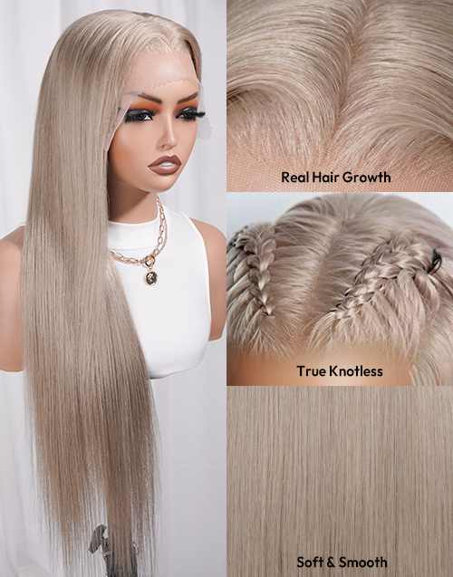 Callie- Golden Ash Blonde Color Straight Pre-cut 13x6 Lace Glueless Wig