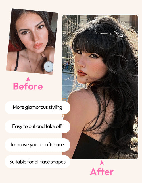 Black Color Clip in Bangs Real Human Hair Clip On Bangs With Temples For Women Daily Wear