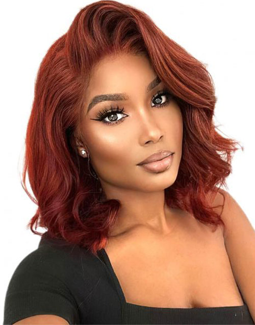 10" Short Bob Wavy Glueless 4x4 Lace Wig Human Hair Flash Deal
