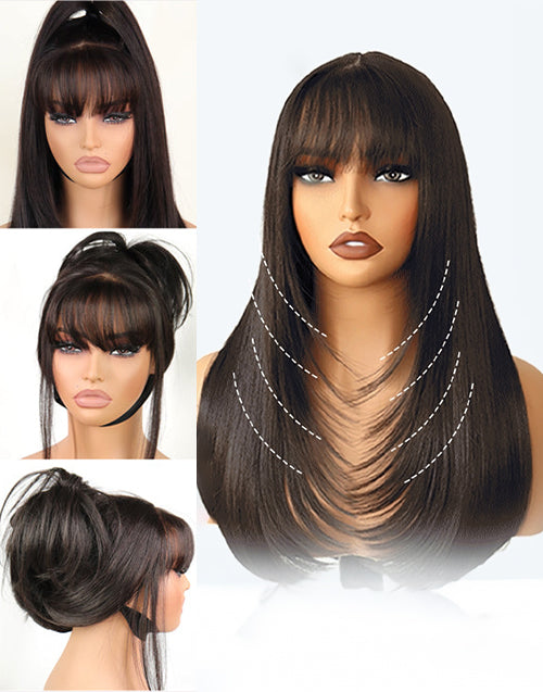 Gina- Smart-Fit Pull Go Face Framing Layered Wig With Air Bangs Pre Everything 7X5 Partingmax Glueless Wigs