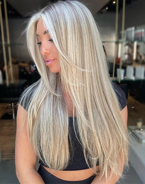 [Ready To Ship]Diony-Real HD Lace Ombre Light Blonde Highlight Straight 5.5x5.5 Lace Wig
