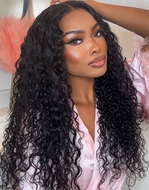 2 WIGS=$199|26" Water Wave 4x4 Lace Wig+10" Pink Bob Straight 13x4 Lace Wig Flash Deal