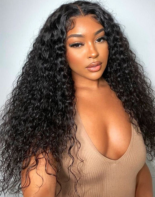 26" Long Length Water Wave Glueless 4x4 Lace Wig Human Hair Flash Deal