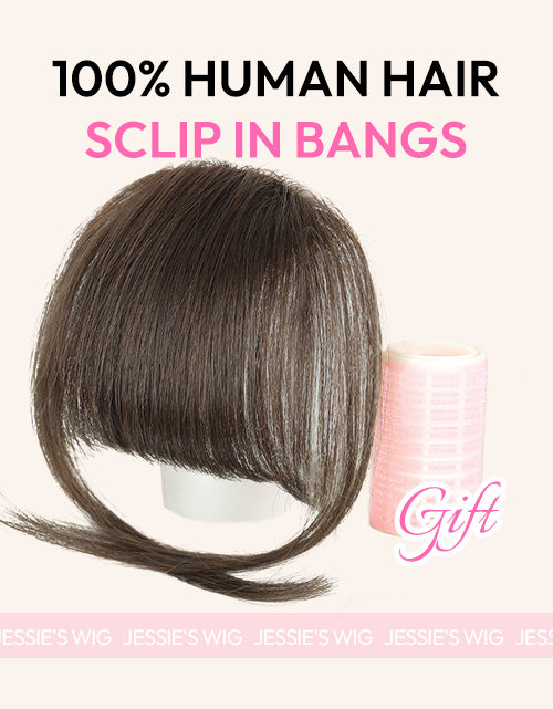 Medium Brown Color Clip in Bangs Real Human Hair Clip On Bangs Daily Wear