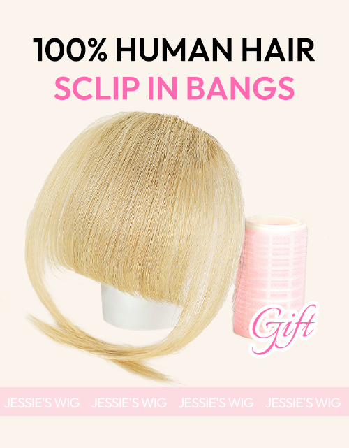 Light Blonde #613 Clip in Bangs Real Human Hair Clip On Bangs For Women Daily Wear