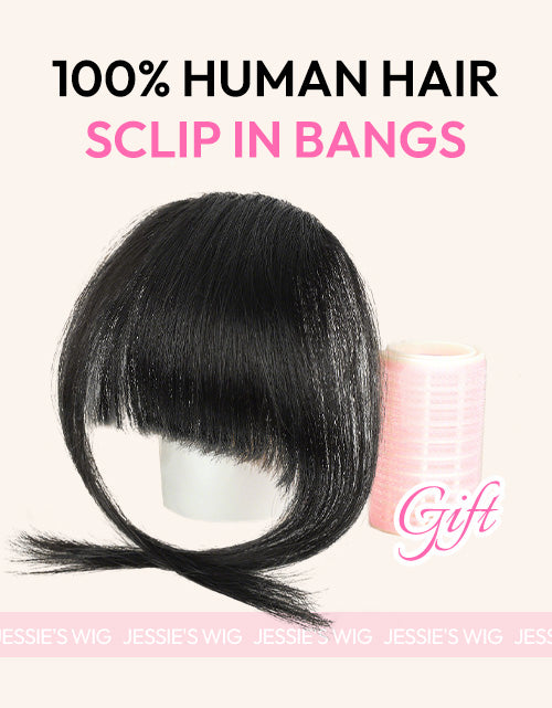 Black Color Clip in Bangs Real Human Hair Clip On Bangs With Temples For Women Daily Wear