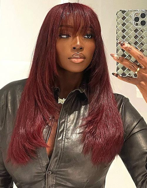 Gina- Smart-Fit Pull Go Face Framing Layered Wig With Air Bangs Pre Everything 7X5 Partingmax Glueless Wigs