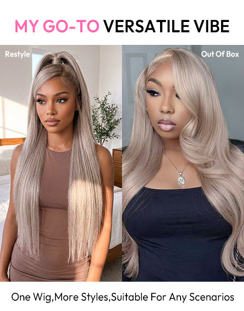 Nicola- Golden Ash Blonde 38 Inch Long Length Body Wave Glueless 13x6 Lace Front Wig Pre Cut Lace