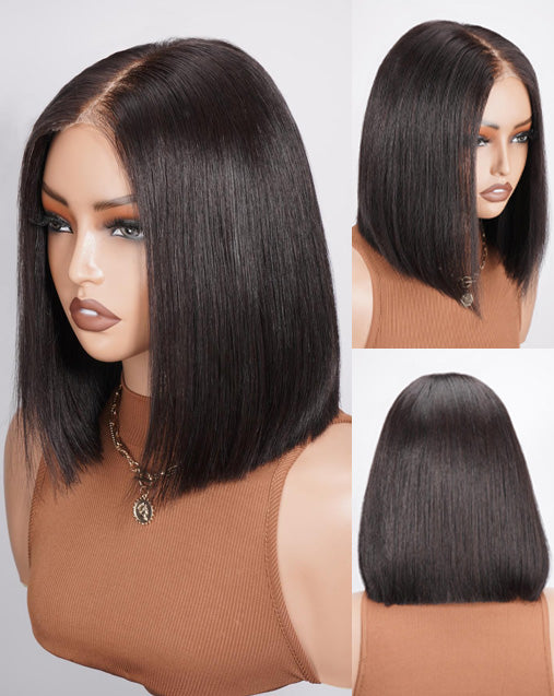 Zila- Double Drawn Bone Straight 2×6 Lace Bob Wig Raw Hair Pre Cut 5x5 Lace Wig High Density