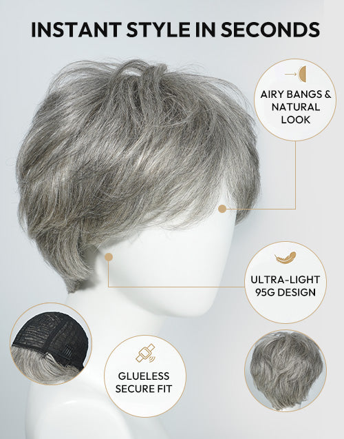 Light Salt And Pepper Color Pixie Cut Wig Suit For Hair Loss and Fashion Change For Older Women