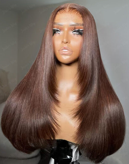 [Ready To Ship Only For US] Dana- Pre Everything Layer Cut Chocolate Brown Straight 9x6 Glueless Human Hair Wig