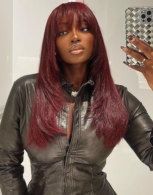 Gina- Smart-Fit Pull Go Face Framing Layered Wig With Air Bangs Pre Everything 7X5 Partingmax Glueless Wigs