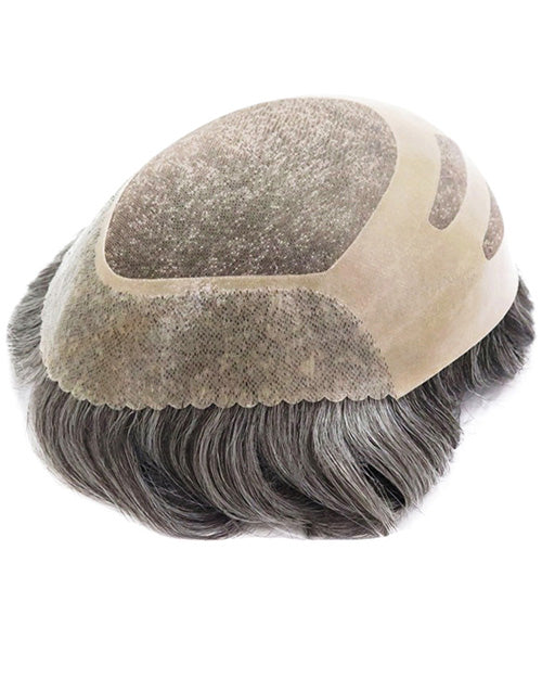 8x10in Fine Mono Center Poly with Gauze in Front Indian Human Hair Replacement Mens Toupee Hair System Men Wigs