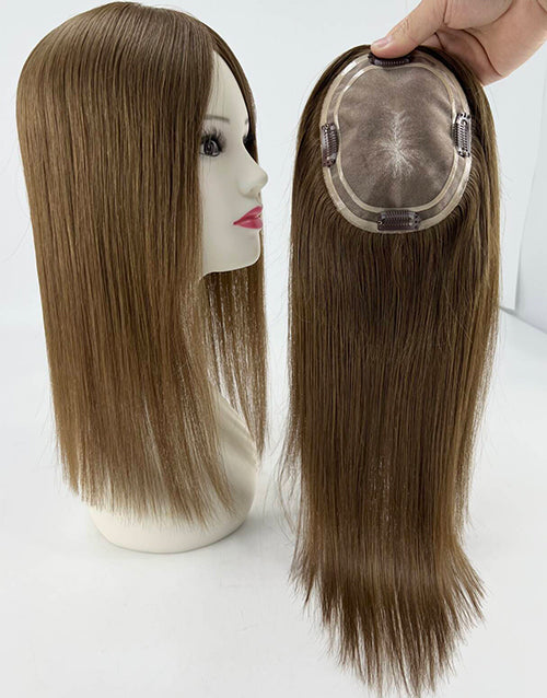 #6 #8 Mono Top 5.5"X6.5" Human Hair Topper For Thinning Hair Or Hair Loss For Women