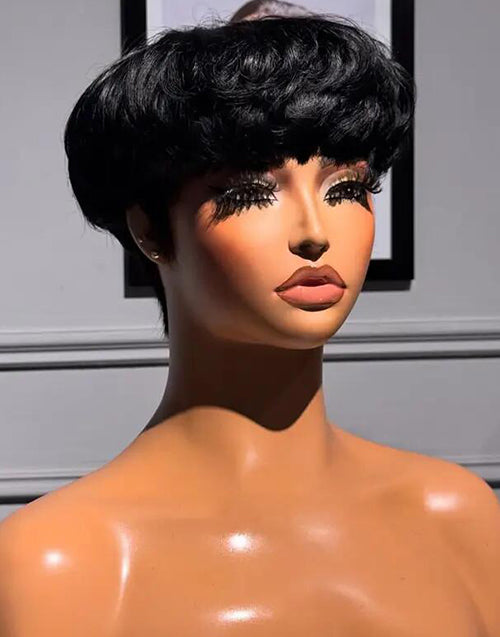 Ola- Bowl Cut Hairstyle Pixie Cut Human Hair Wigs With Fringe Short Fluffy Mushroom Bangs Wig For Women