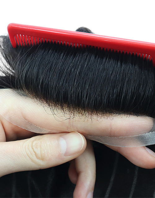 8"X10" Toupee for Men Welded Lace Super Fine Welded Mono With 1cm Apart Stitching All Over Indian Human Hair