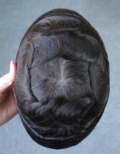 8"x10" Super Thin Skin 2-3mil V Loop All Over 6" Hair Toupee Hairpieces for Men Indian Cuticle Human Hair