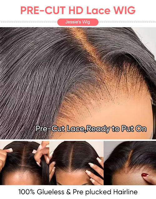 Elvira- Smart-Fit Pull Go Glueless HD Lace Pre cut 13x4 Short Blunt Cut Bob Lace Wig 4x4 Brazilian Remy Straight Hair Wigs