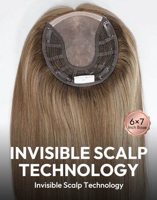 #R8-26/8 6"x7" Hair Topper Clip In Extensions For Thinning Hair Natural Look Full Coverage Fine Mono Wefted Human Hair