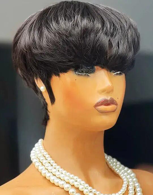 Ola- Bowl Cut Hairstyle Pixie Cut Human Hair Wigs With Fringe Short Fluffy Mushroom Bangs Wig For Women