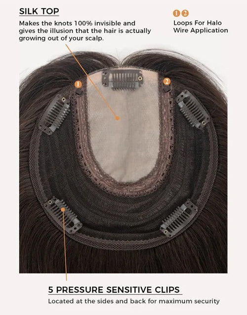 6"x6" Silk Top Human Hair Topper | Natural Scalp Look | Crown Coverage