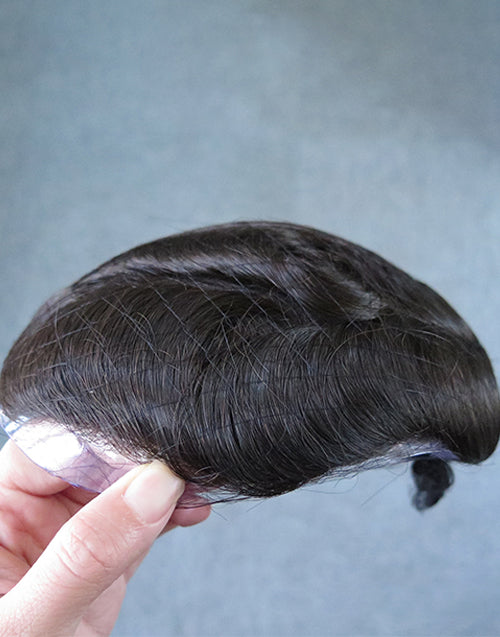 8"x10" Super Thin Skin 2-3mil V Loop All Over 6" Hair Toupee Hairpieces for Men Indian Cuticle Human Hair