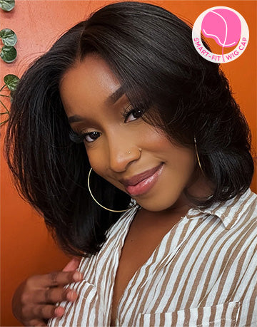 Kay- Smart-Fit Pull Go Straight Layered Cut Short Bob Glueless Wig 13×5 Pre Cut Lace Front Human Hair Wig