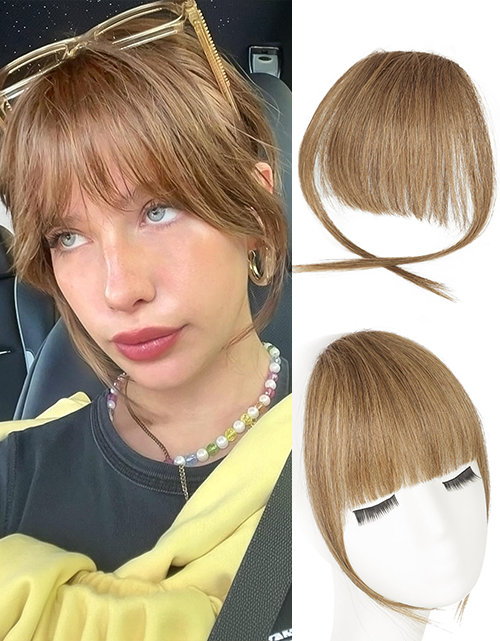 Dark Blonde #8 Clip in Bangs Daily Wear Real Human Hair Clip On Bangs