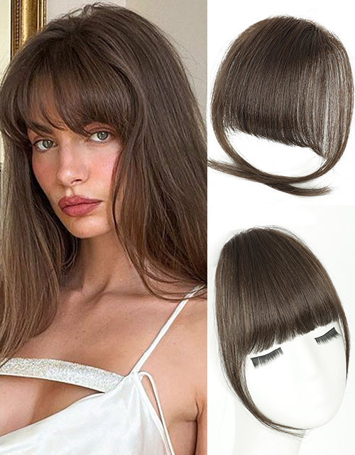 Medium Brown Color Clip in Bangs Real Human Hair Clip On Bangs Daily Wear