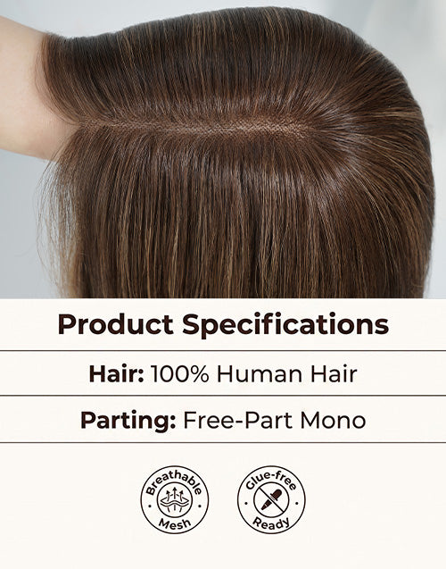 Luxury Highlight Brown Honey Airy Lightweight Mono Full Lace Straight Remy Human Hair Wig | 100% Hand-tied