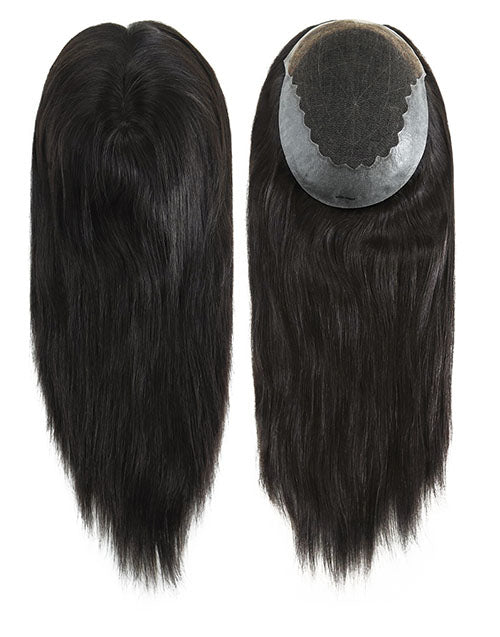 16" 7"x9" Silky Straight Human Hair Topper Women French Lace Top Pieces