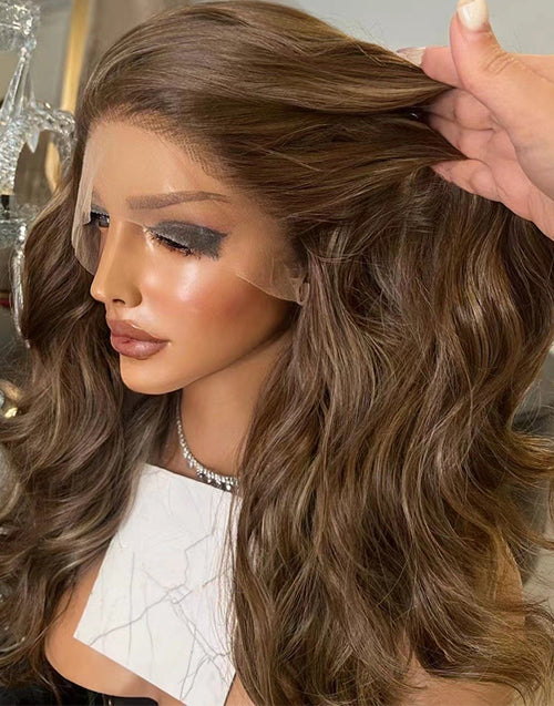 Brown Color Wavy Wig Human Hair Glueless 13x6 Lace Front Wig – Jessie's Wig