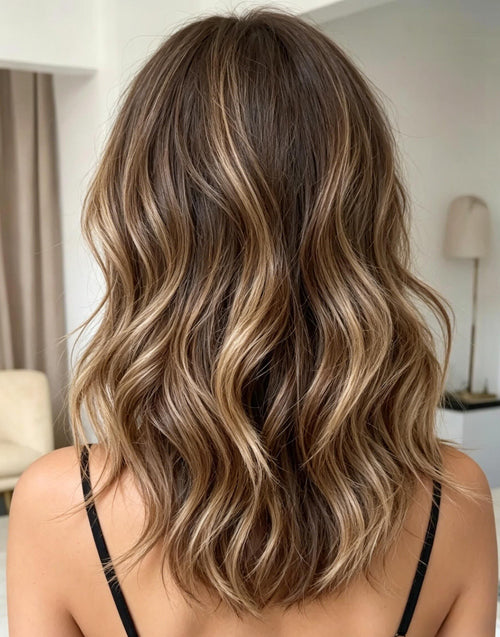 Berlis- Smoky Toffee Medium Balayage Wavy Bob Wig True-Hold Glueless Wigs