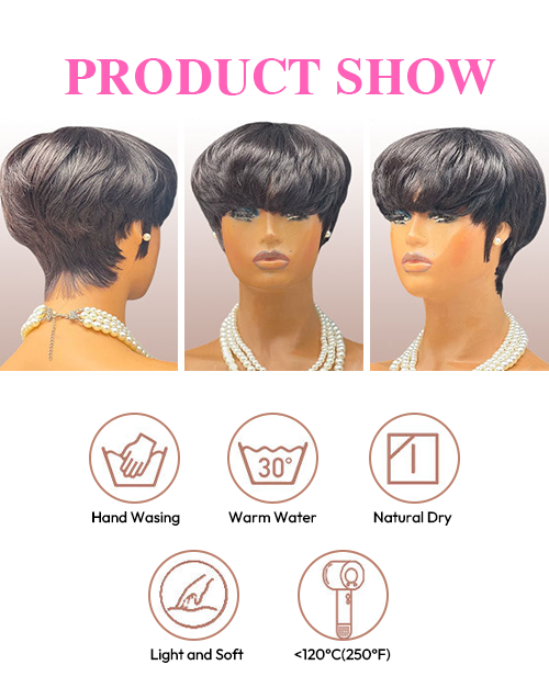 Ola- Bowl Cut Hairstyle Pixie Cut Human Hair Wigs With Fringe Short Fluffy Mushroom Bangs Wig For Women