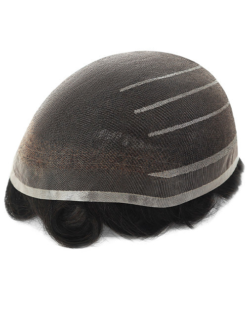 8"X10" Toupee for Men Welded Lace Super Fine Welded Mono With 1cm Apart Stitching All Over Indian Human Hair