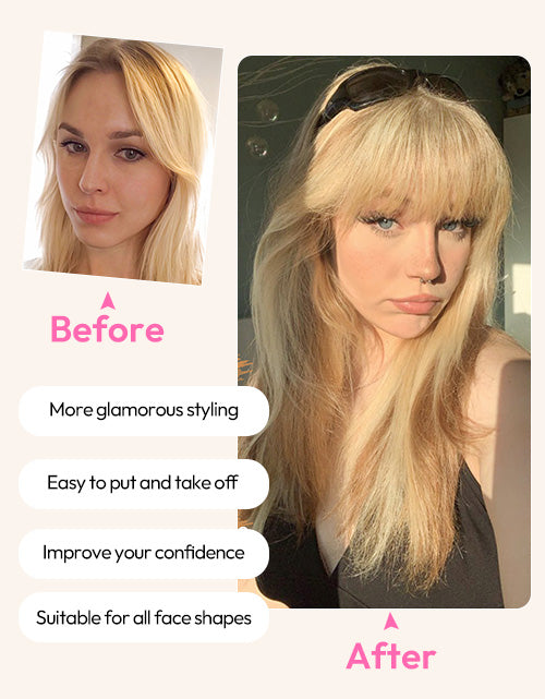 Black Color Clip in Bangs Real Human Hair Clip On Bangs With Temples For Women Daily Wear