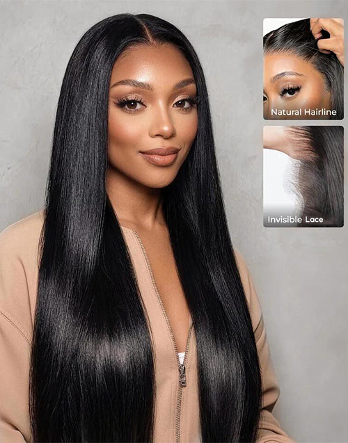 [Ready To Ship]Long Length Airy Cap Straight 6x5/4x4 Pre Cut Lace Glueless Wig