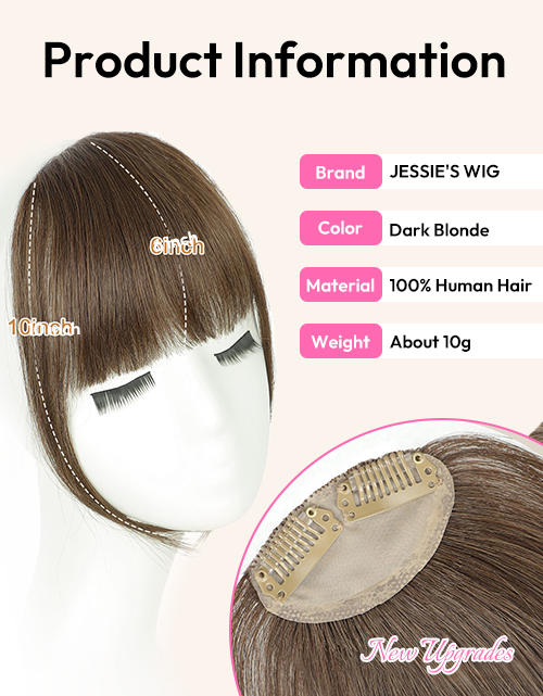 Soft Brown Color Clip in Bangs For Women 100% Real Human Hair Clip On Bangs Daily Wear