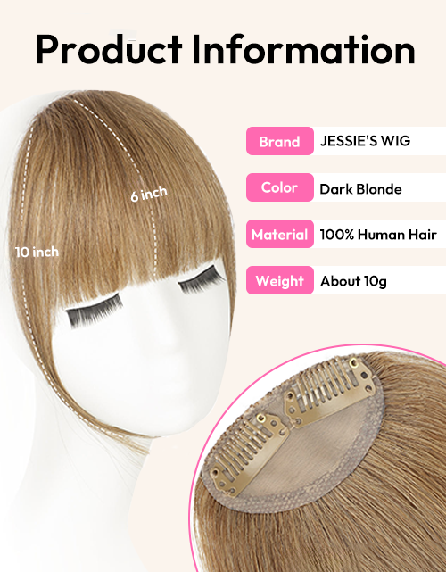 #8/#613/#18/Black/Dark Brown/Medium Brown/Soft Brown Clip in Bangs Daily Wear Real Human Hair Clip On Bangs