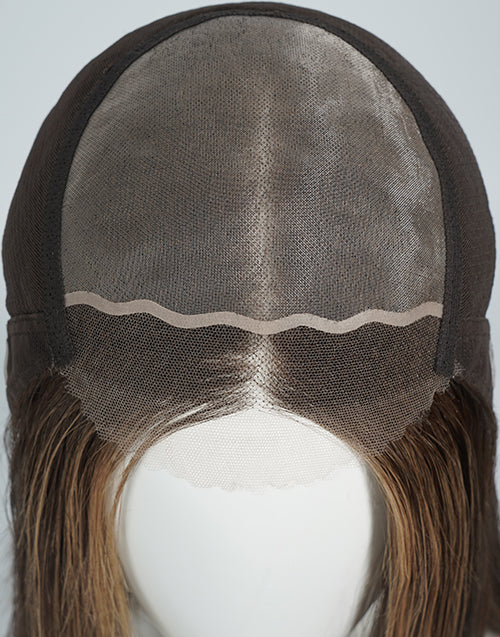 Luxury Highlight Brown Honey Airy Lightweight Mono Full Lace Straight Remy Human Hair Wig | 100% Hand-tied