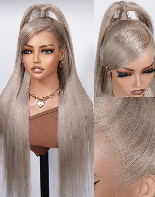 Callie- Golden Ash Blonde Color Straight Pre-cut 13x6 Lace Glueless Wig
