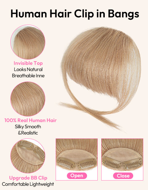 #18 Clip in Bangs Real Human Hair Clip On Bangs For Women Daily Wear