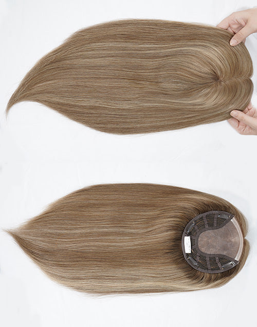 #R8-26/8 6"x7" Hair Topper Clip In Extensions For Thinning Hair Natural Look Full Coverage Fine Mono Wefted Human Hair
