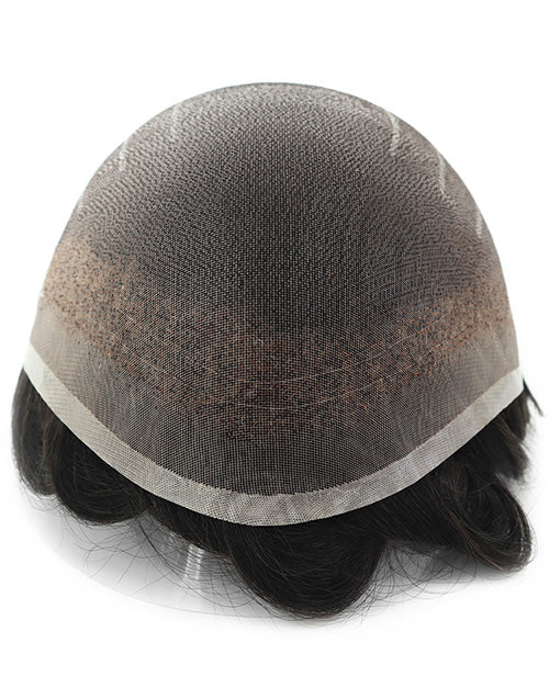8"X10" Toupee for Men Welded Lace Super Fine Welded Mono With 1cm Apart Stitching All Over Indian Human Hair