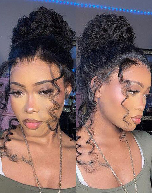 Celeste- Curly Invisi Strap Snug Fit 360 Lace Wig Easily Half Up Half Down Look Pre Cut Lace Wig