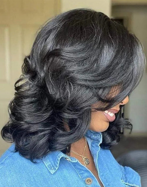 Candice- Smart-Fit Pull Go Pre Cut Glueless Lace Wavy 13x5 Lace Front Bob Wig Human Hair Wig